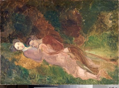 Kochankowie (Kochankowie) - Obraz Konstantina (Konstantina) Andreevicha Somova (1869-1939), olej na płótnie autorstwa Konstantin Andreevic Somov