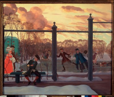 Zima. Lodowisko. Obraz Konstantina (Constantina) Andreyevicha Somova (1869-1939), olej na płótnie autorstwa Konstantin Andreevic Somov