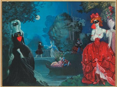 Moonlight Masquerade (olej na płótnie) autorstwa Konstantin Andreevic Somov