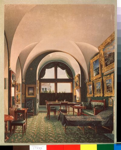 Mały Gabinet Cesarza Mikołaja I w Pałacu Zimowym w Petersburgu - Praca Konstantin Andreyevich Ukhtomsky (Constantin Oukhtomsky) (1818-1881), akwa autorstwa Konstantin Andreyevich Ukhtomsky