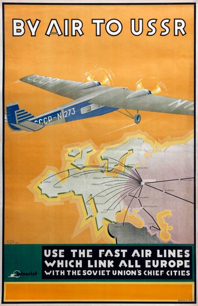 Samolotem do ZSRR Plakat firmy Intourist, 1934 autorstwa Konstantin Bor Ramensky