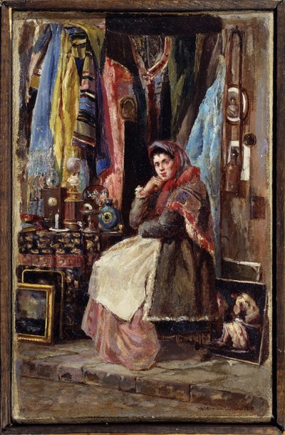 Boutique de curiosites (sklep z ciekawostkami). Peinture de Konstantin Jegorovich Makovsky (Constantin Makovski) (1839-1915), huile sur toile. Art russe 19e siecle. Muzeum Sztuki im. M.Tuganova Północnej Osetii, Władykaukaz (Vladicaucaze) (Rosja). autorstwa Konstantin Egorovich Makovsky