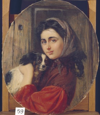 Dziewczyna z małym psem autorstwa Konstantin Egorovich Makovsky