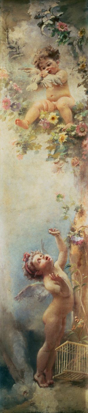 Putty Disporting (olej na płótnie) autorstwa Konstantin Egorovich Makovsky