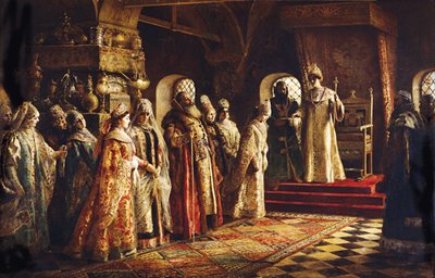 Car Aleksiej Michajłowicz wybiera pannę młodą, 1886 autorstwa Konstantin Egorovich Makovsky