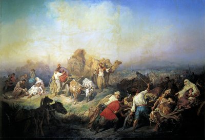 Droga wojskowa między Sewastopolem a Symferopolem w czasie wojny krymskiej, 1858 r. autorstwa Konstantin Nikolayevich Filippov