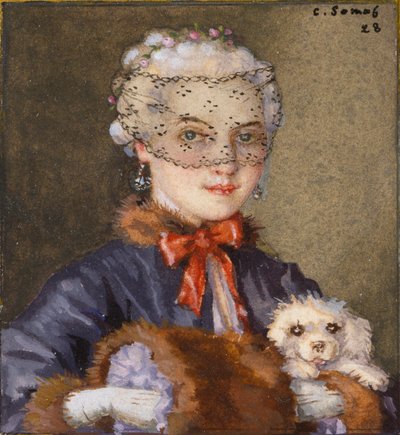 Dama z psem, 1928 autorstwa Konstantin Somov