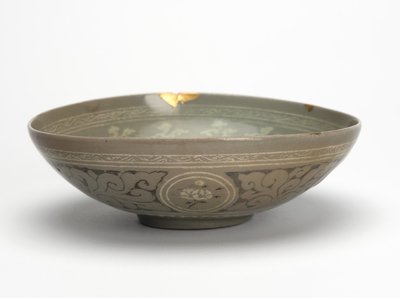 Miska z żurawiami i chmurami, ok.1150-1200 (kamionka szkliwiona seledynem) autorstwa Korean School