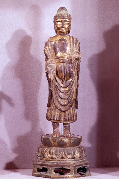 Coreen Art: Statuetka Buddy ze złotego brązu. Okres Silla, VIII wiek. Kolekcja Hyung pil Chun autorstwa Korean School