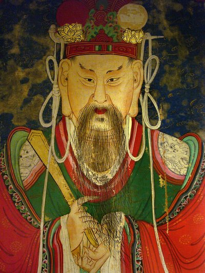 Detal, portret Dziesiątego Króla (Yeonsangun autorstwa Korean School