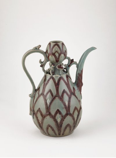 Ewer, połowa XIII w. (kamionka z miedziano-czerwonym pigmentem i białym poślizgiem pod seledynową glazurą) autorstwa Korean School