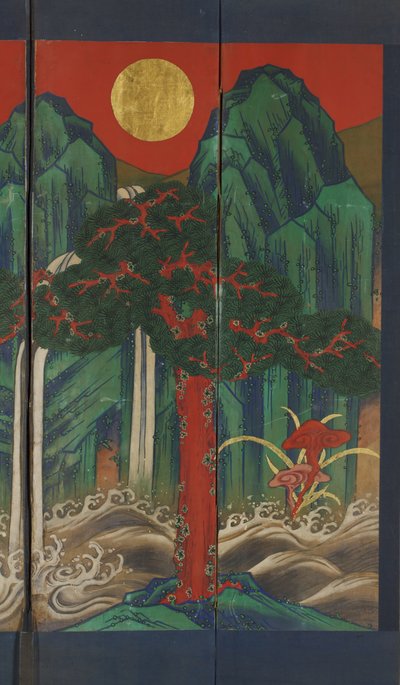 Pejzaż (tempera i złoty liść na panelu) autorstwa Korean School