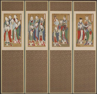 Scena procesyjna, dynastia Choson (kolor na papierze i jedwabiu) autorstwa Korean School