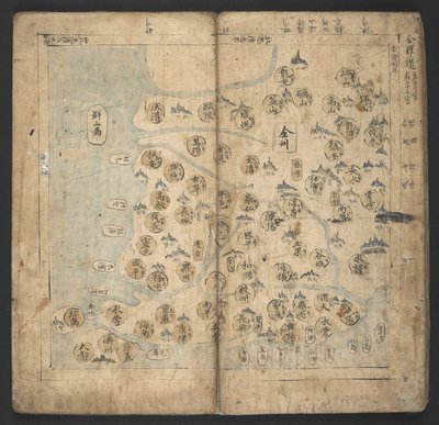 Dodaj lub. 13138, nr 3 Chŏlla-do, z „Yŏjido” (Atlas) 1726-86 (tusz i kolor na papierze) autorstwa Korean School