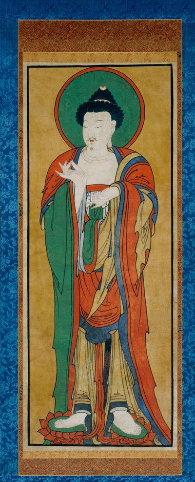 Budda Tathagata, koniec XIX wieku (wiszący zwój; tusz i kolor na papierze) autorstwa Korean School