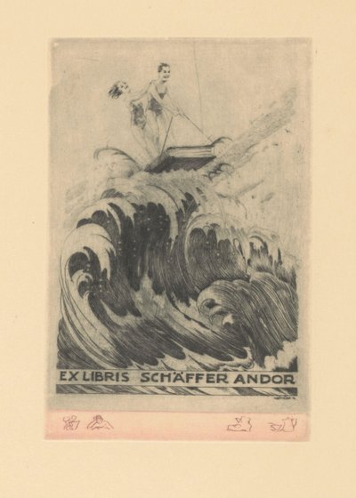Ekslibris van Andora Schäffera Ex libris Schäffer Andor (tytuł na obiekcie) autorstwa Kornél Révész