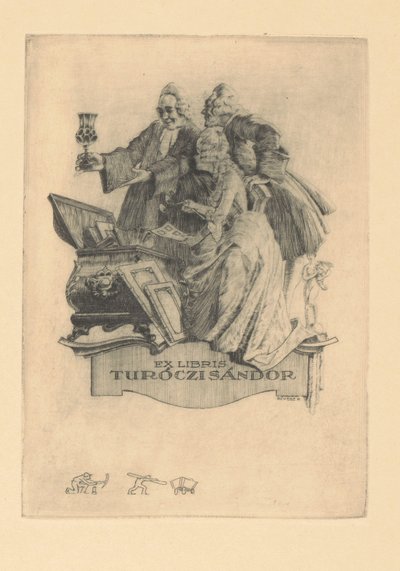 Ekslibris to Sándor Turóczi Ex libris Sándor Turóczi (tytuł na obiekcie) autorstwa Kornél Révész