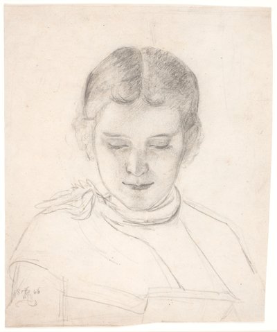 Siostra artysty, Elizabeth Zahrtmann, czyta autorstwa Kristian Zahrtmann