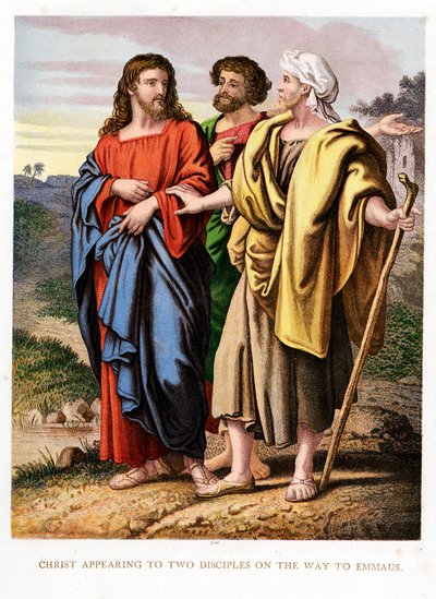 Chrystus ukazujący się dwóm uczniom na drodze do Emaus, ok. 1860 r. autorstwa Kronheim and Co