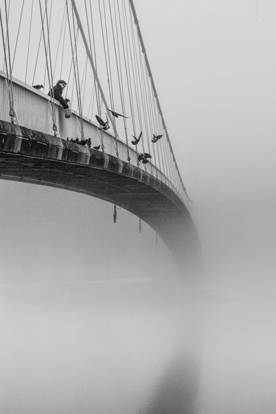Mężczyzna na Misty Bridge autorstwa Krunoslav Nevistic