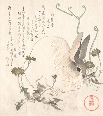 Zając i Jaskier, prawdopodobnie 1820 r. autorstwa Kubo Shunman