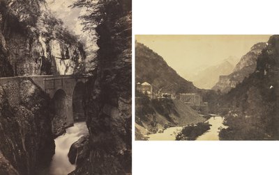 Droga do Eaux-Chaudes, Pireneje (przód); Eaux-Chaudes, Pireneje (tył) autorstwa Kubo Shunman