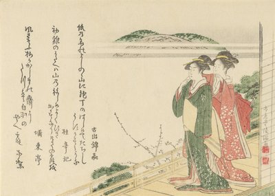 Dwie młode kobiety na werandzie, 1796. autorstwa Kubo Shunman