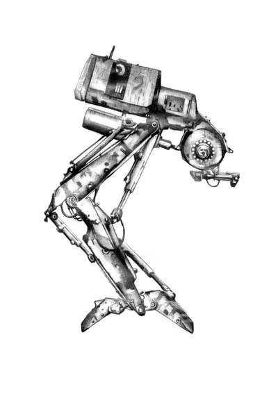 Rysunek robota mechanicznego autorstwa Kulik