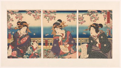 Dobrobyt w górach wzdłuż rzeki Sumida autorstwa Kunisada (II) , Utagawa