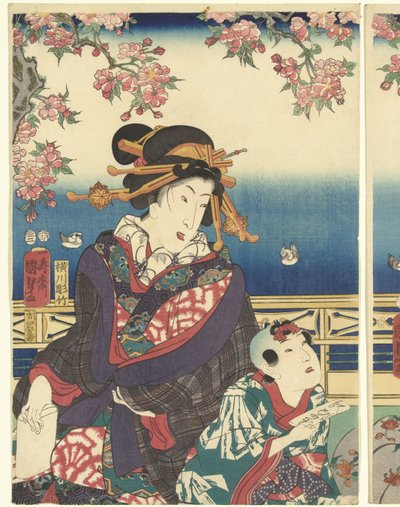 Dobrobyt w górach wzdłuż rzeki Sumida autorstwa Kunisada (II) , Utagawa