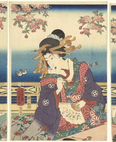 Dobrobyt w górach wzdłuż rzeki Sumida autorstwa Kunisada (II) , Utagawa