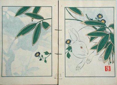Królik, z kolekcji prac artysty wydanej przez Kobyashiego Bunscichiego w 1901 r. (kolorowy drzeworyt) autorstwa Kurokawa Yasusada Kigyoku