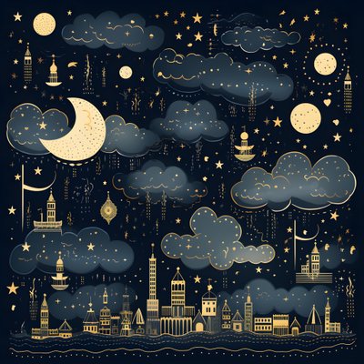 To jest zbiór izolowanych ilustracji fantasy przedstawiających elementy nieba 2 autorstwa Kurt Heppke