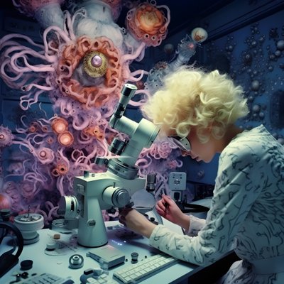 Zdjęcie kobiety z mikroskopu elektronowego o super rozdzielczości w artystycznym stylu Davida LaChapelle 1 autorstwa Kurt Heppke