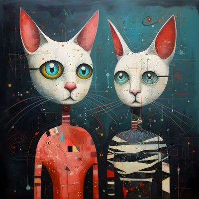 Dwa antropomorficzne koty, Tomcat i Cat, Kubrick Ian Synthetic 3 autorstwa Kurt Heppke