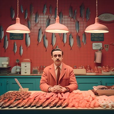surrealistyczny wizerunek polskiego handlarza rybami z lat 50. XX wieku 2 autorstwa Kurt Heppke