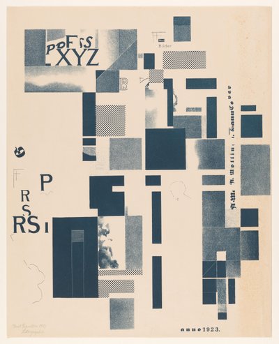 Kompozycja z elementami typograficznymi autorstwa Kurt Schwitters (signed by artist)