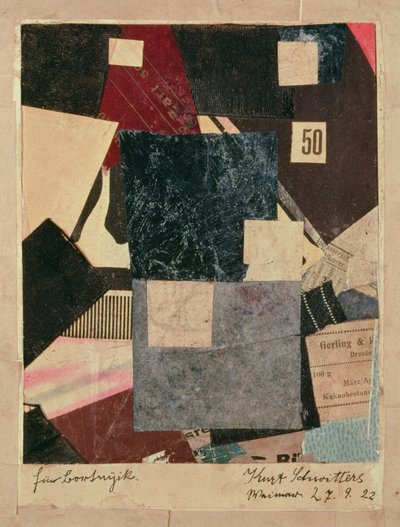 Kompozycja, 1922 autorstwa Kurt Schwitters