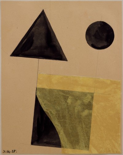 Konstrukcja z trójkątem, kwadratem i kompasem autorstwa Kurt Schwitters