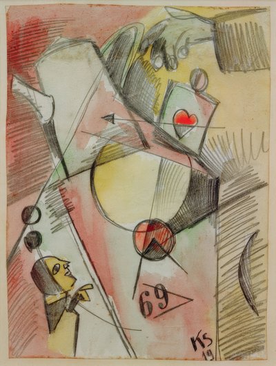 N Akwarela 1. (Serce przechodzi od cukru do kawy) autorstwa Kurt Schwitters