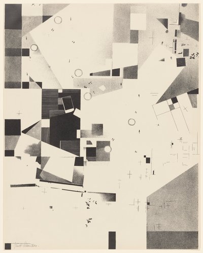 Bez tytułu, nr 1 z 6 z teki Merz 3. Kurt Schwitters 6 litografii. Folder Merz. Pierwsza teka wydawnictwa Merz (Merz 3. Kurt Schwitters 6 lithos. Merz Portfolio. Pierwsza teka wydawnictwa Merz) autorstwa Kurt Schwitters
