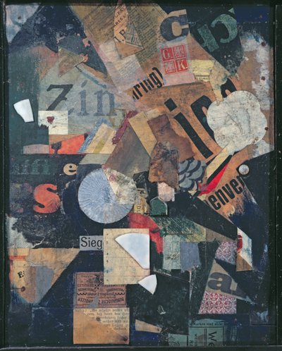 Zwycięstwo (olej i kolaż na gazecie) autorstwa Kurt Schwitters