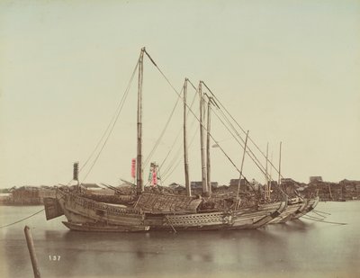Japońskie dżonki, ok.1880 autorstwa Kusakabe Kimbei