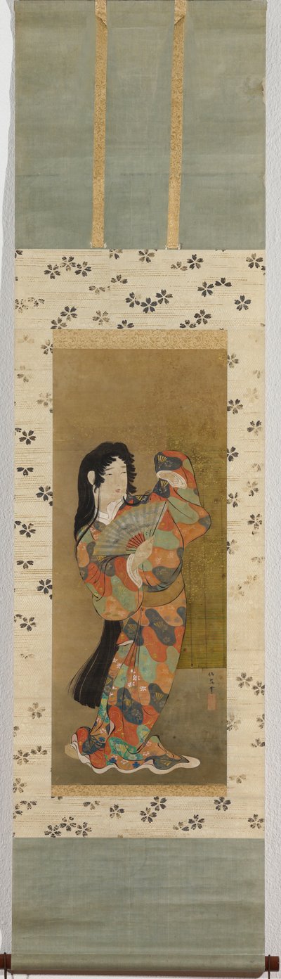 Młoda tancerka z wachlarzem autorstwa Kuwagata Keisai