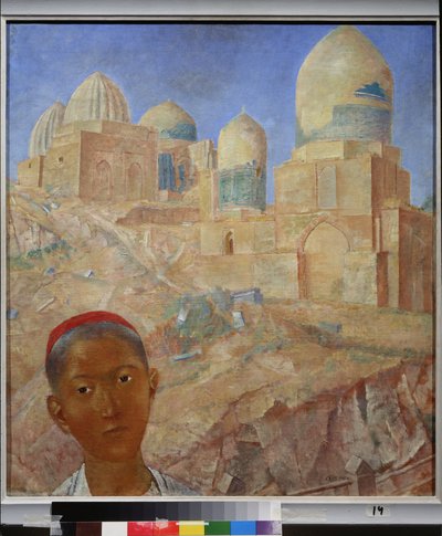 Nekropol Shah I Zinda. Samarkanda (Uzbekistan). Peinture de Kuzma Sergeyevich Petrov Vodkin (Petrov-Vodkin) (Kouzma Petrov Vodkine) (Petrov-Vodkine) (1878-1939), huile sur toile autorstwa Kuzma Sergeevich Petrov Vodkin