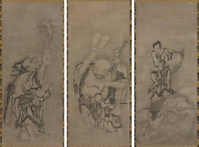 Hotei z taoistycznymi nieśmiertelnymi autorstwa Kyūseki Tomonobu