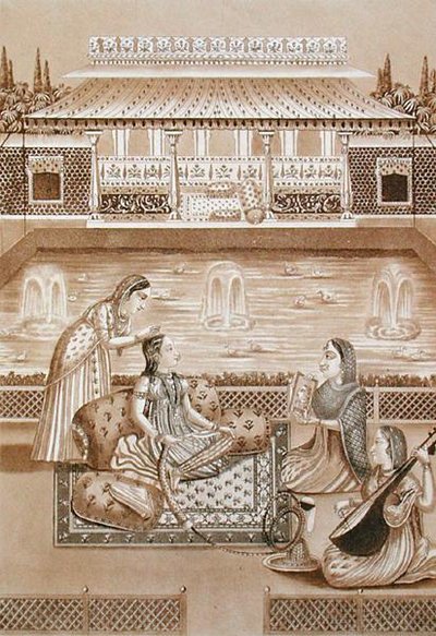 Hinduska w toalecie, początek XIX w. (odbitka w sepii) autorstwa L.A. and Morret J.B. Lecerf