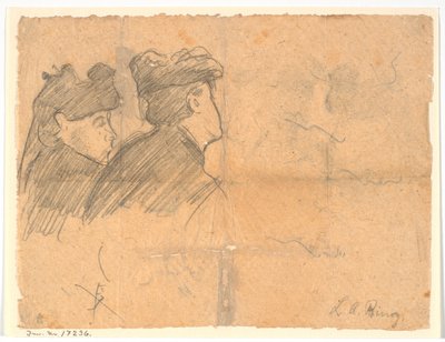 Badanie profilu dwóch kobiecych głów w kapeluszach autorstwa Laurits Andersen Ring