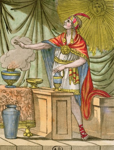 Starożytny peruwiański ksiądz, z „Encyclopedie des Voyages” Julesa Grasseta de Saint-Sauveur (1757-1810) 1796 autorstwa L.F. Labrousse
