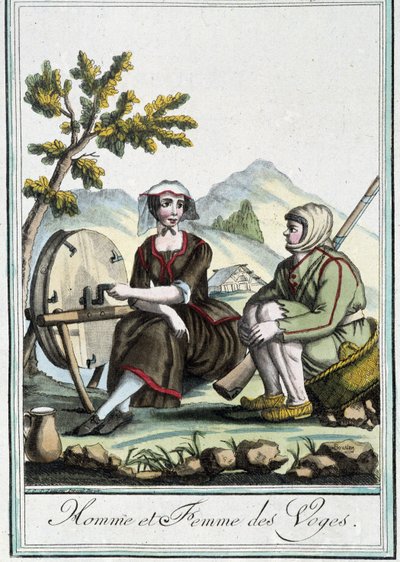 Mężczyzna i kobieta z Wogezów - w „Encyklopedii podróży” J. Grasset St Sauveur, Deron, Paryż autorstwa L.F. Labrousse